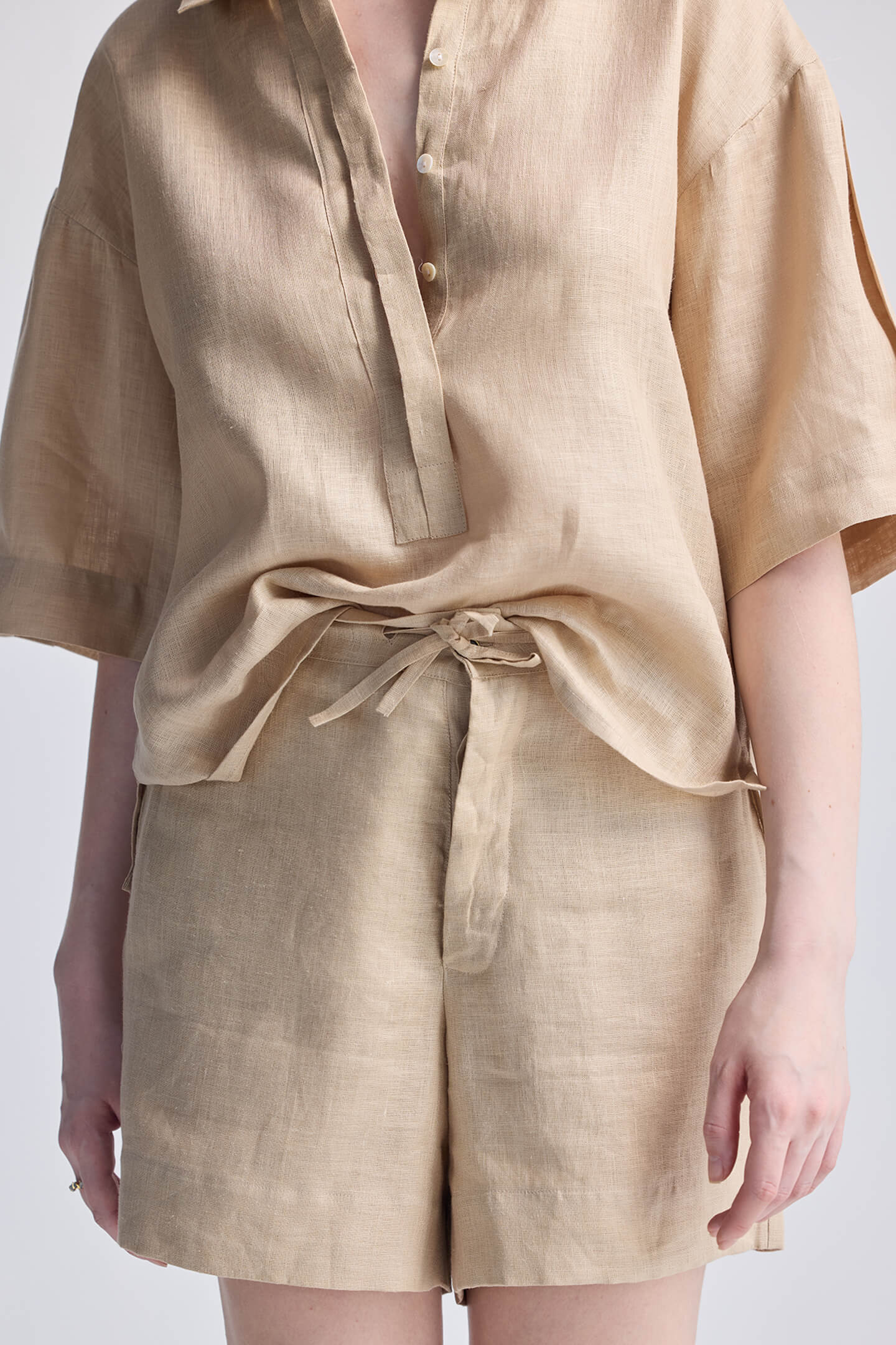 Drawstring Shorts in Neutral Beige